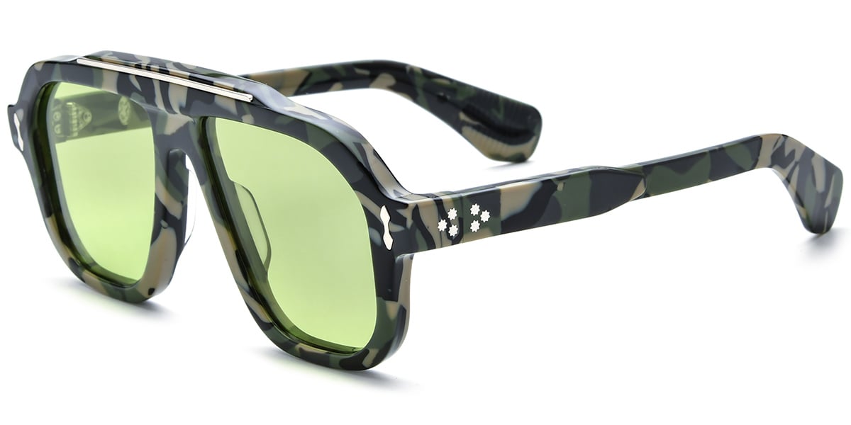 Acetate Square Aviator Sunglasses