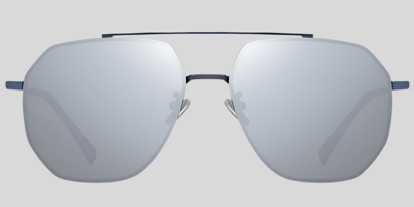 Blue mirrored silver polarized Sunglasses Men Kollection
