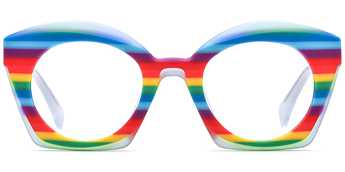 Multicolored striped sunglasses on a white background