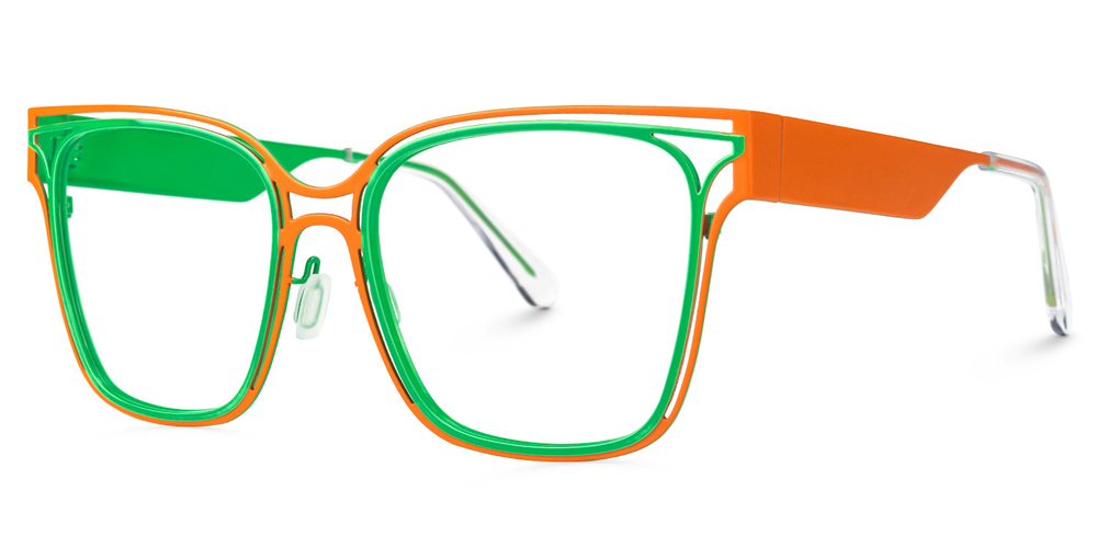 Kelly Eyewear Square Green Metal Glasses