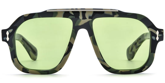 Acetate Square Aviator Sunglasses
