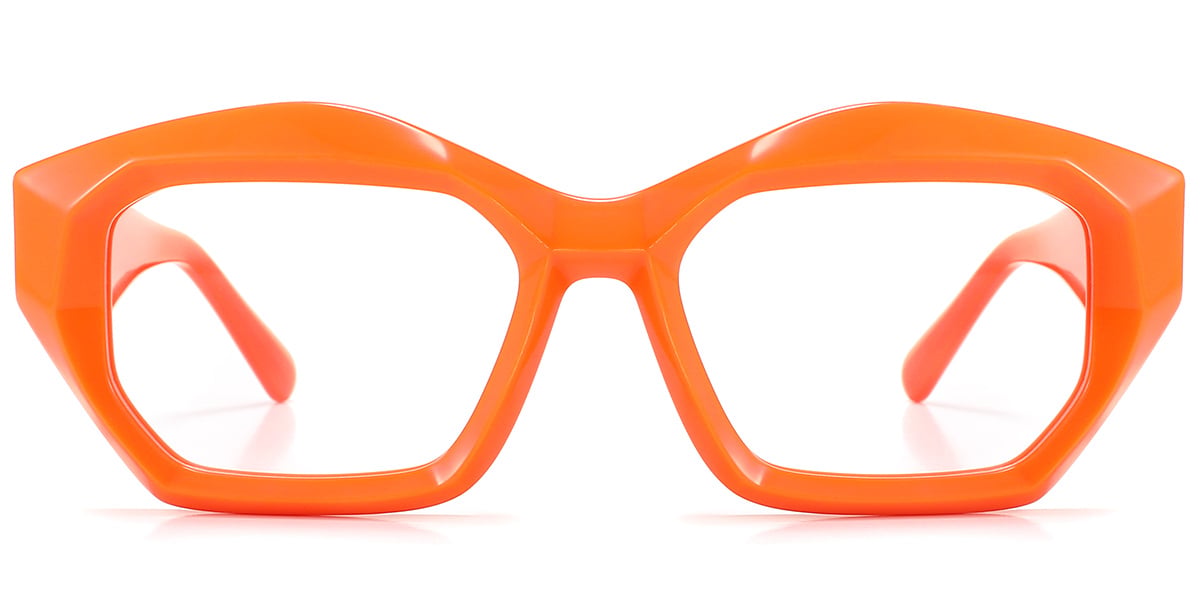 Orange eyeglasses on a white background