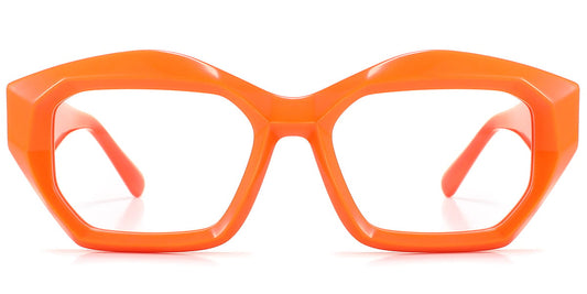 Orange eyeglasses on a white background