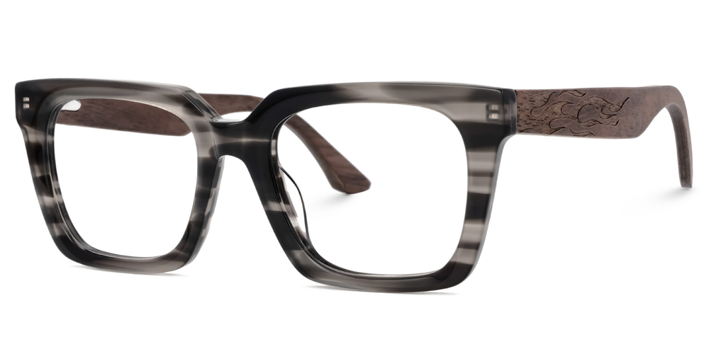 Pair of eyeglasses with a tortoiseshell frame on a white background
