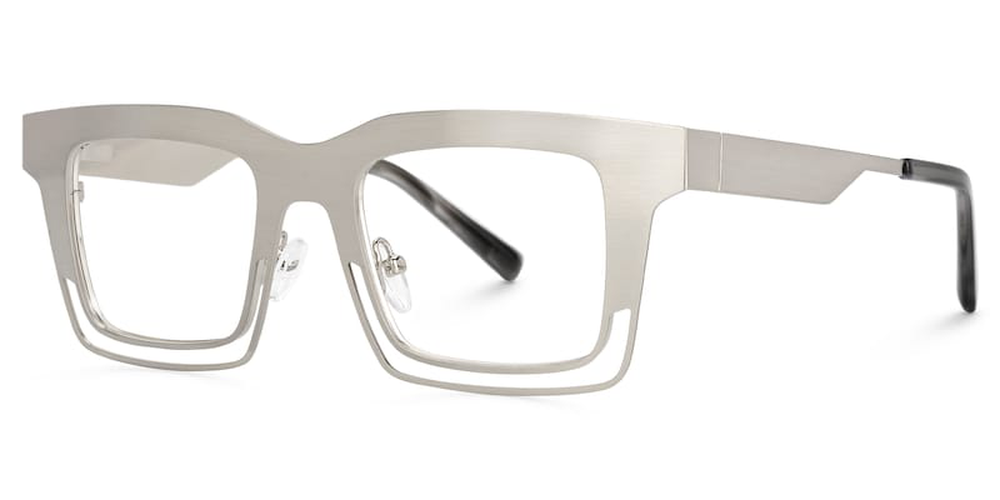 Kelly Eyewear Rectangle Silver metal Glasses Men