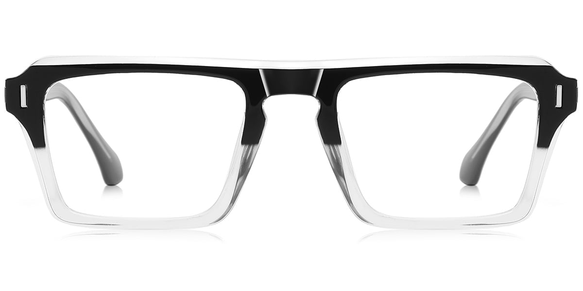 Black and white eyeglasses on a white background