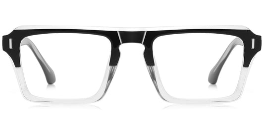 Black and white eyeglasses on a white background