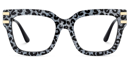 KellyEyewear Square Gray Leopard mixed Glasses