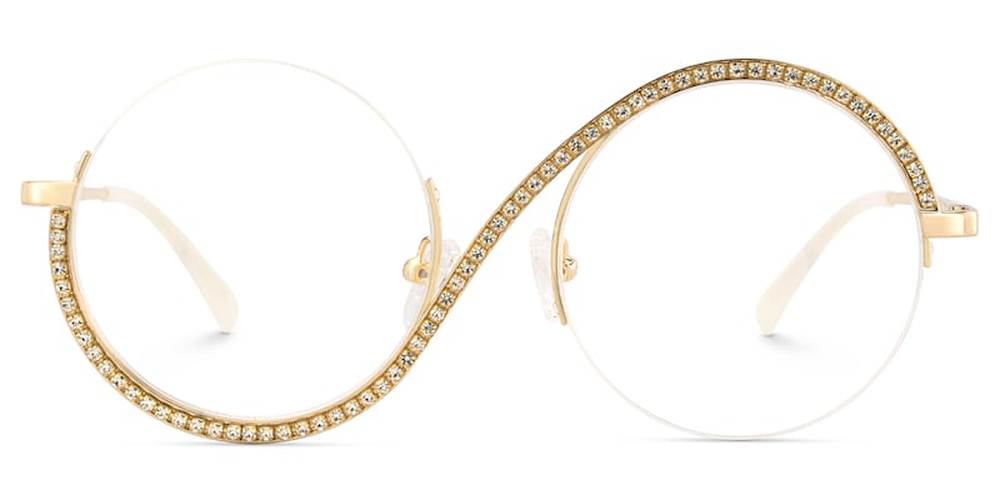 Kelly Eyewear Gold Circle half bling
