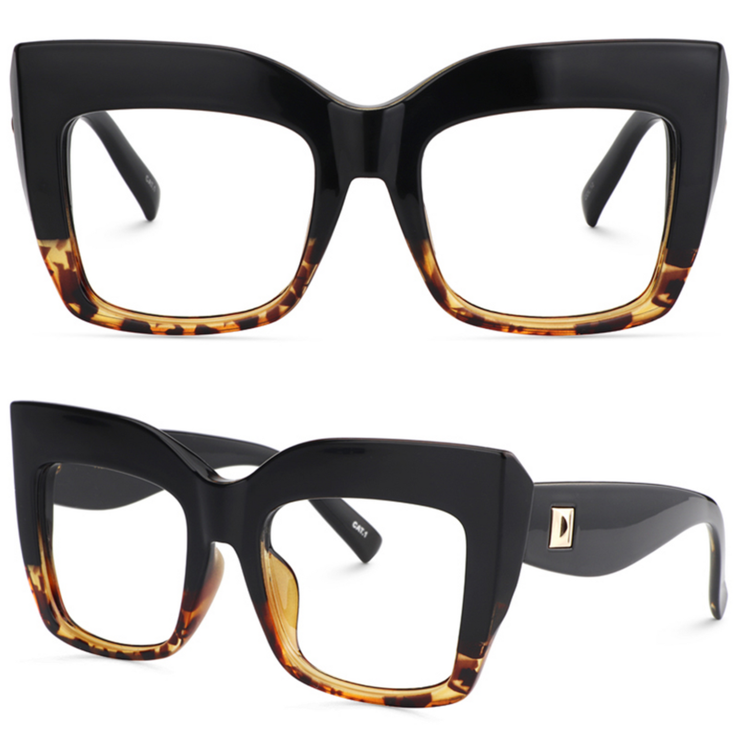 Kelly Eyewear Over Size Black and Tortoiseshell
