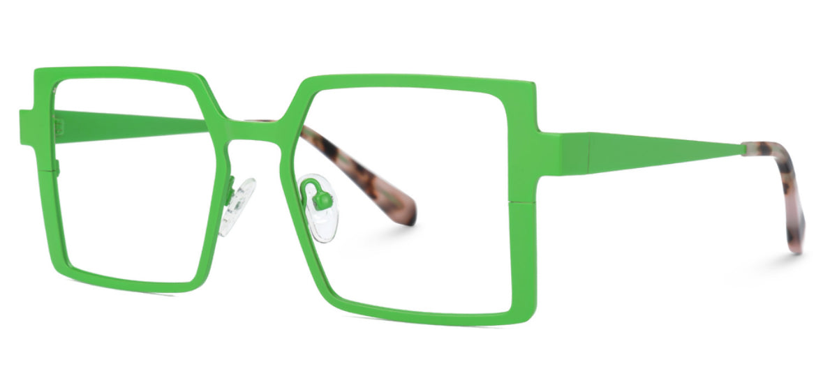 Kelly Eyewear Green Square Metal Frames
