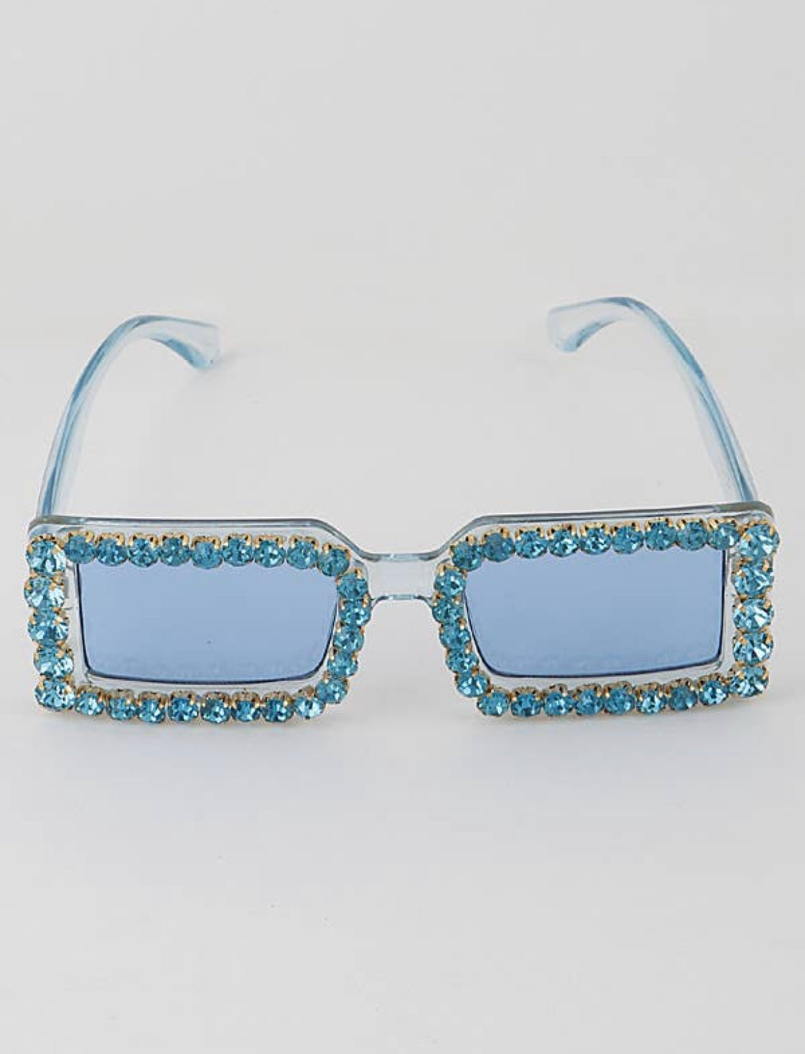 Rhinestone Embedded Rectangular Sunglasses