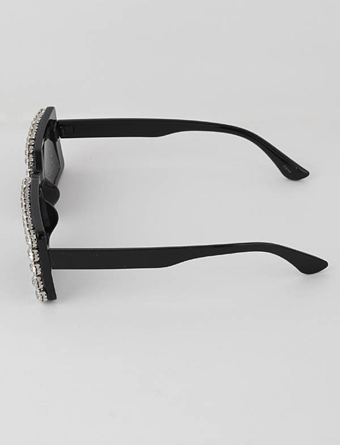Rhinestone Embedded Rectangular Sunglasses